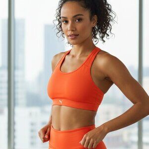 Puma Women's Sports Bra Tank Top Red Cropped Racerback Padded Size XS